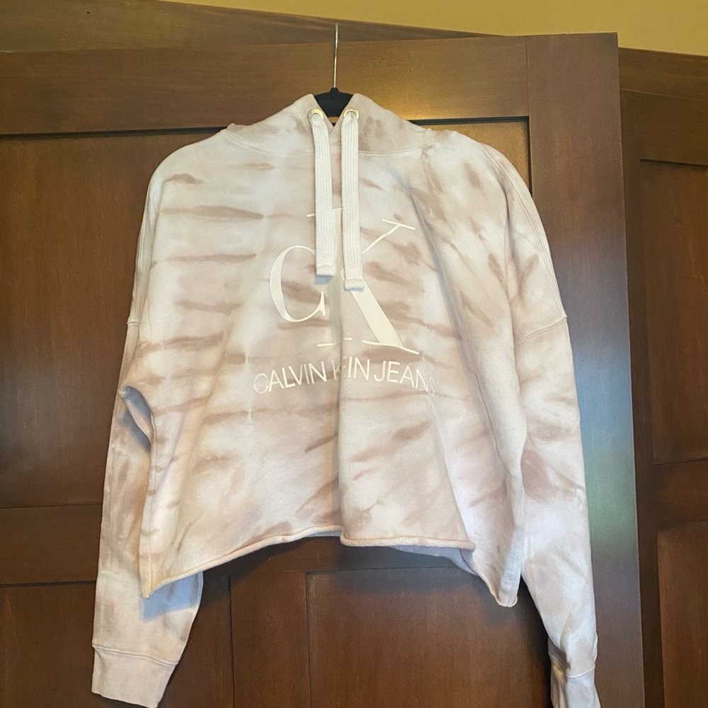 Calvin Klein cropped tie dye hoodie NWT